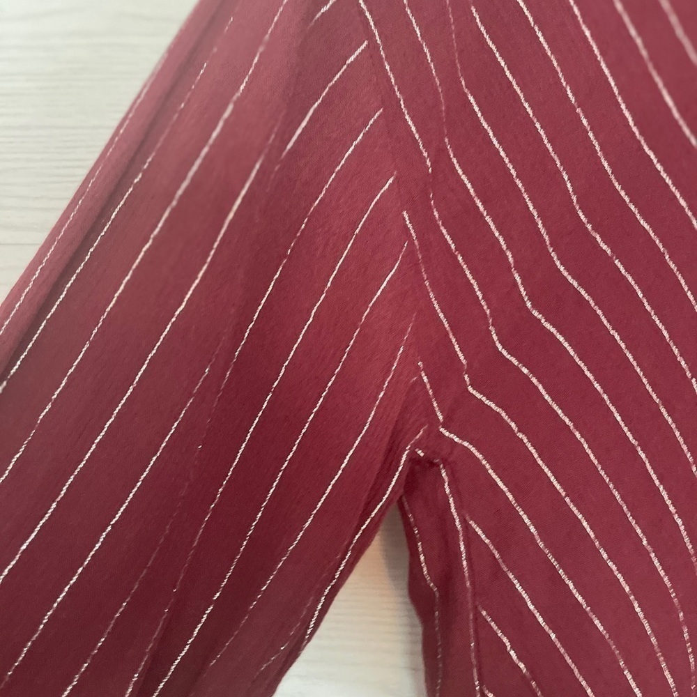 Vintage Juicy Couture Y2K Burgundy Ruffle Sleeve Sparkle Top Size M - Picture 7 of 7